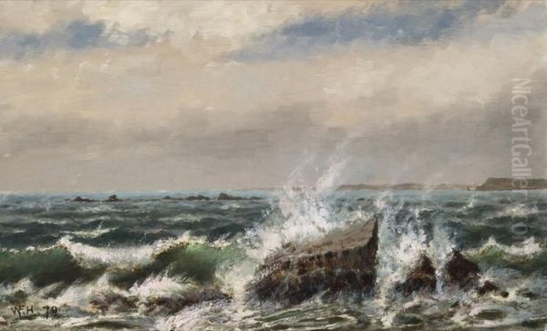 Rocks Of Maine Oil Painting by William Formby Halsall