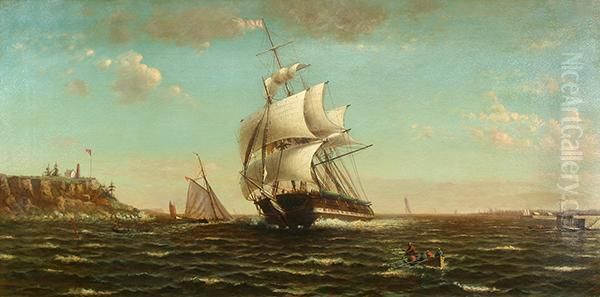 Under Full Sail Oil Painting by William Formby Halsall