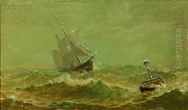 Two Marine Scenes: Ship On The High Seas Oil Painting by William Formby Halsall