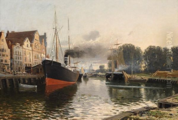 Brunsbuttel Oil Painting by Willy Hamacher