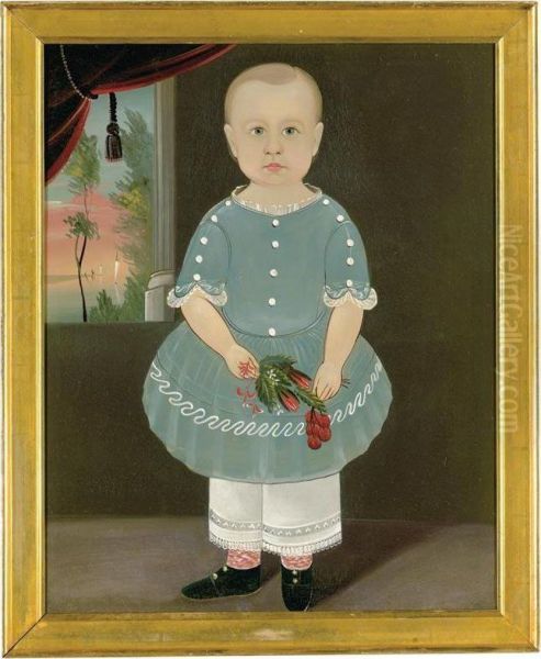 Portrait Of A Young Boy With Flowers Oil Painting by Sturtevant J. Hamblin