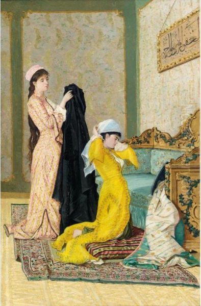 The Yellow Dress Oil Painting by Osman Pacha Zadeh Hamdy Bey