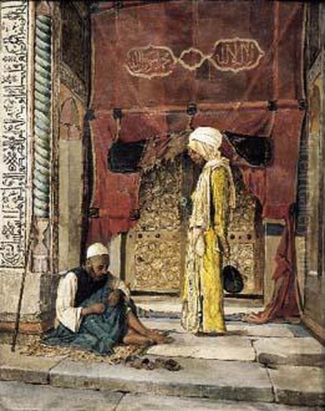 Mendiant Et Chef Arabe Oil Painting by Osman Pacha Zadeh Hamdy Bey