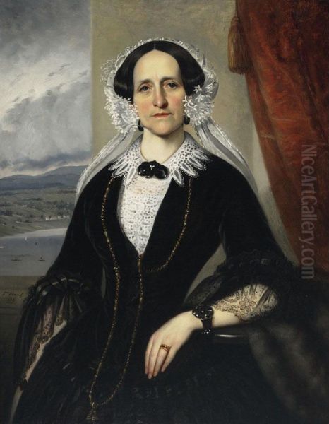 Portrait Of Mme Charles Turgeon (nee Emilie Saint-germain) Oil Painting by Theophile Hamel