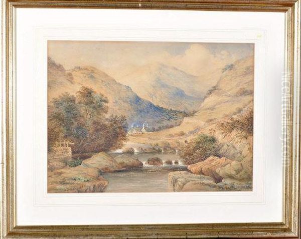 A River Landscape Oil Painting by J. Hamer