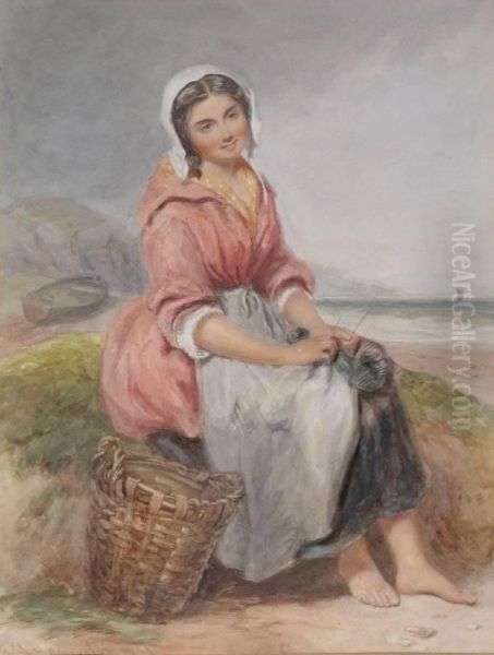 The Prettyfisher Girl Oil Painting by Robert Jacob Hamerton