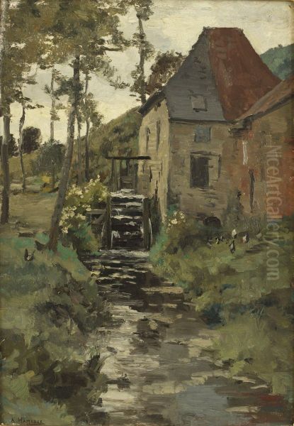 De Moulin D'hoeylandt Oil Painting by Adolphe Jean Hamesse