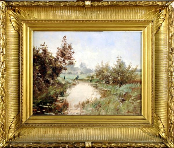 Riviere Animee Oil Painting by Adolphe Jean Hamesse