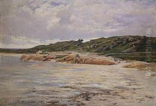 Rocky Beach In Brittan0 Oil Painting by Edward Wilbur Dean Hamilton