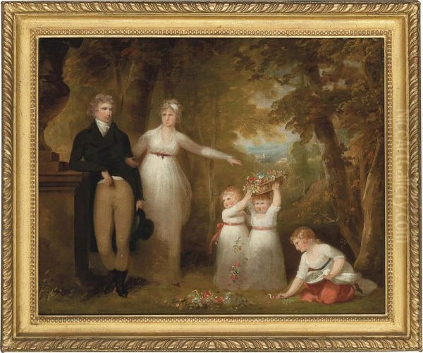 A Family Group Portrait In A Wooded Landscape Oil Painting by Gavin Hamilton