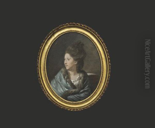 A Portrait Of Mary Preston Oil Painting by Hugh Douglas Hamilton