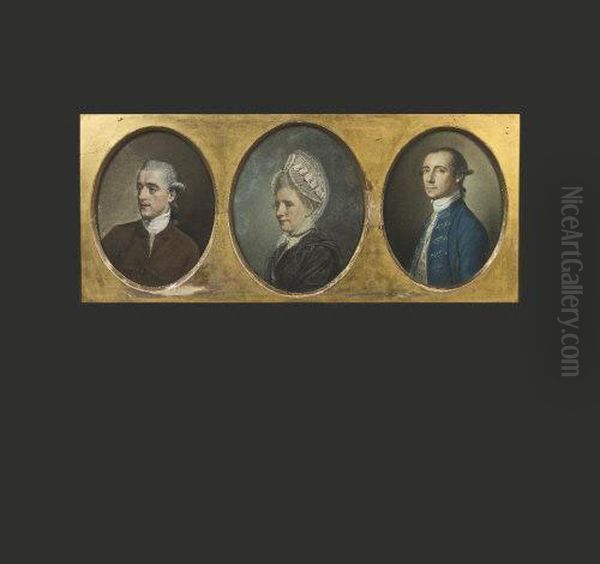 A Group Of Three Portraits Of A Widow And Two Young Men Oil Painting by Hugh Douglas Hamilton