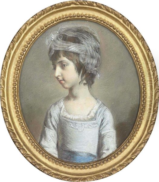 Portrait Of A Young Girl Oil Painting by Hugh Douglas Hamilton