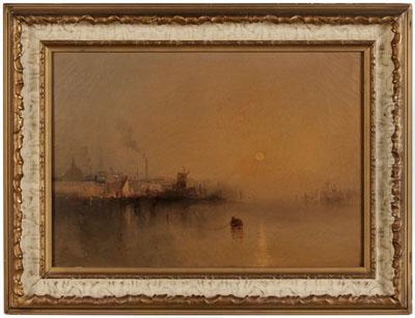 On The Thames Oil Painting by James Hamilton