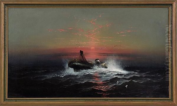 Sunset After A Gale Oil Painting by James Hamilton