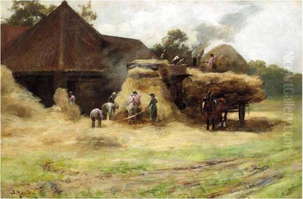 Threshing Oil Painting by James Hamilton