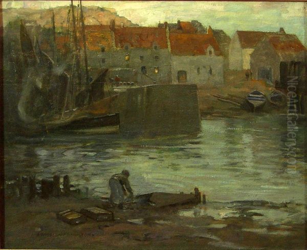 In The Harbour Oil Painting by James Whitelaw Hamilton