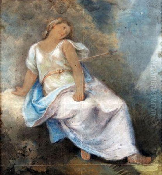 Study Of A Classical Lady Reclined Oil Painting by William Hamilton