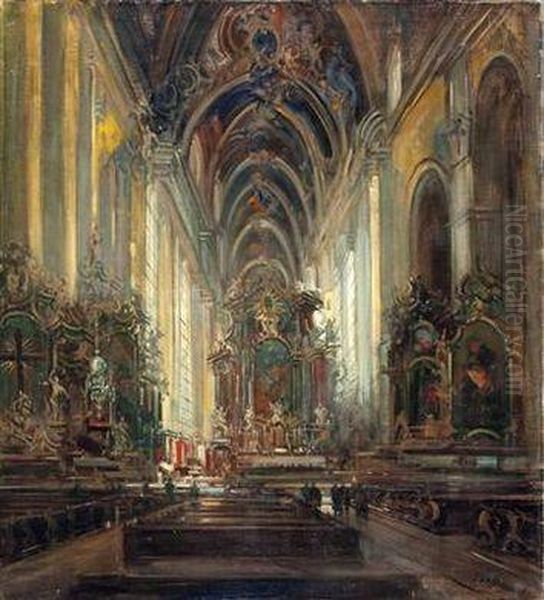 Interieur Einer Barockisierten Kirche Oil Painting by Otto Hammel