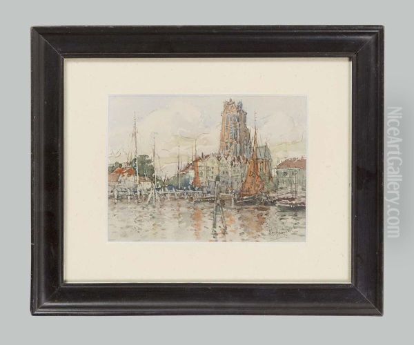 Hafen Von Dordrecht Oil Painting by Otto Hammel