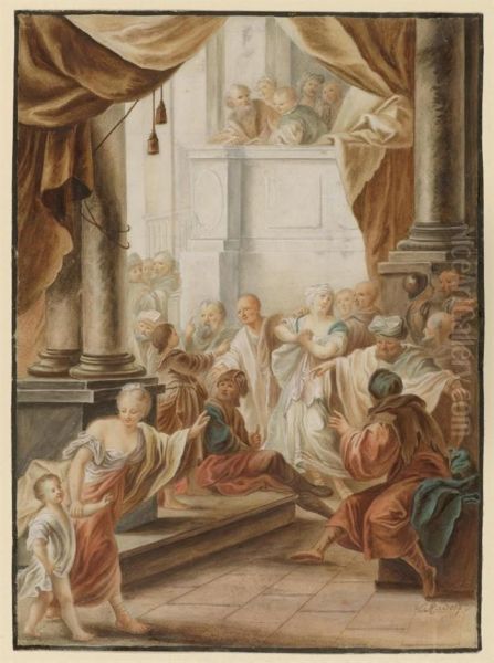 Jesus Preaches In The Temple. Oil Painting by Rudolf Hammel