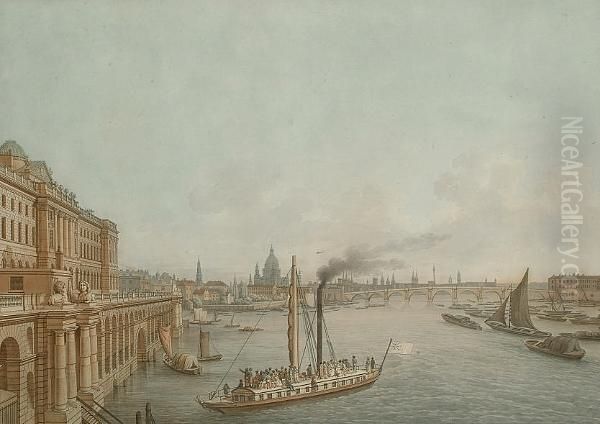 London From Somerset House Oil Painting by Guido Hammer