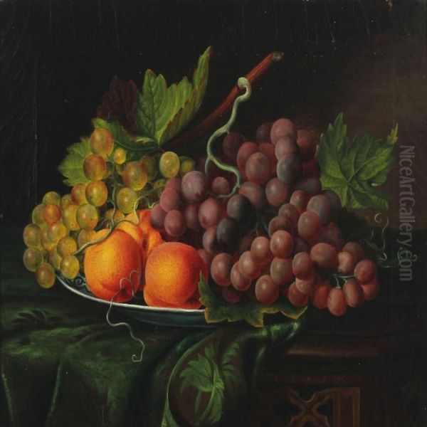 Still Life With Grapes And Peaches Oil Painting by William Hammer