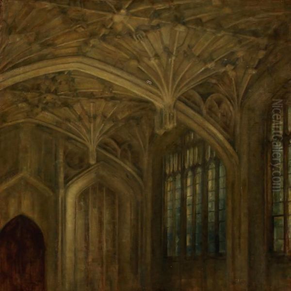 Church Interior From Osney Abbey In Oxford Oil Painting by Svend Hammershoi