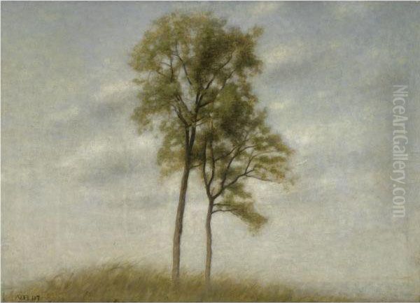 Unge Ege (young Oak Trees) by Vilhelm Hammershoi