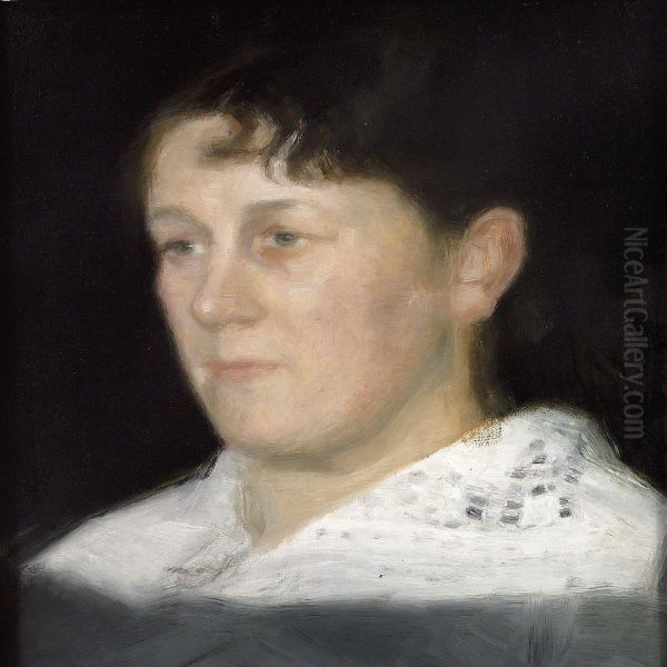 Portrait Head, Natural Size Of Mrs Vilhelmine Bramsen Oil Painting by Vilhelm Hammershoi