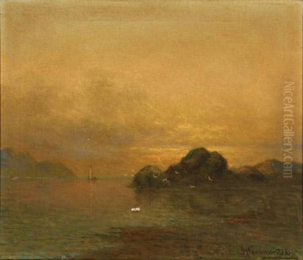 Inlet Scene, Sunset Oil Painting by John Olson Hammerstad