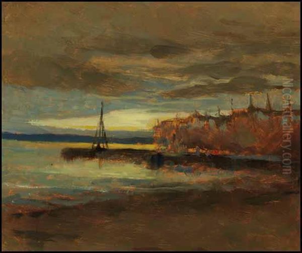 By The Lakeshore - N.b. Oil Painting by John A. Hammond