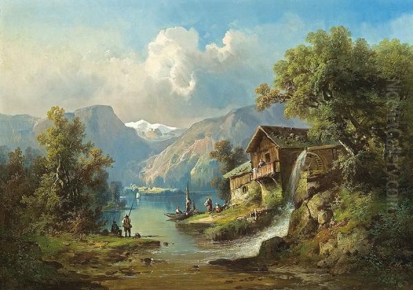 Mountain Mill Oil Painting by Guido Hampe