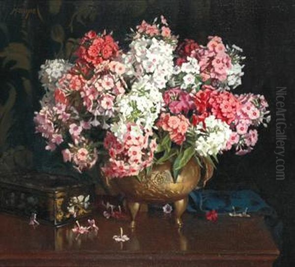 Phlox Still Life Oil Painting by Carl Hampel