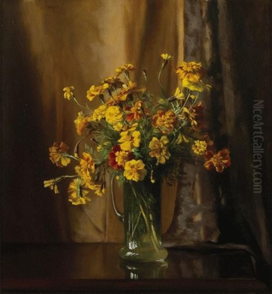 Flowers Oil Painting by Carl Hampel