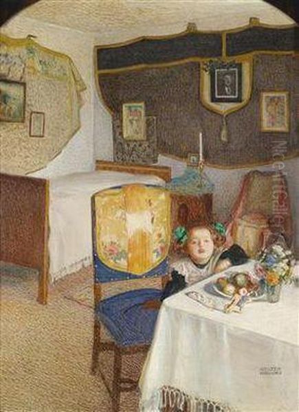 Der Namenstagtisch Oil Painting by Sigmund Walter Hampel