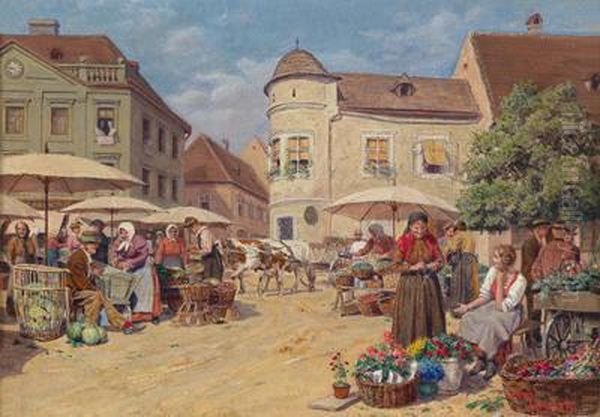 Markttag In Wiener Neustadt Oil Painting by Hans Hamza