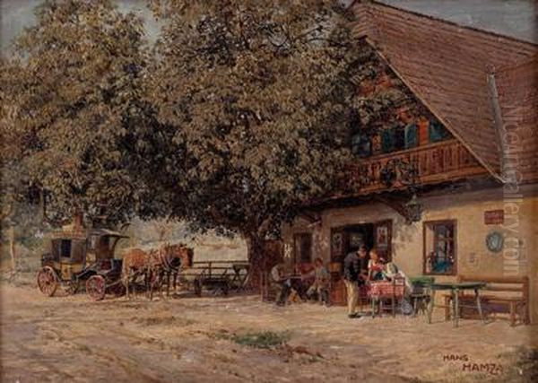 Rast Der Postkutsche Oil Painting by Hans Hamza