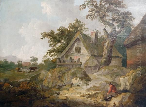 A Rural Scene Oil Painting by Thomas Hand