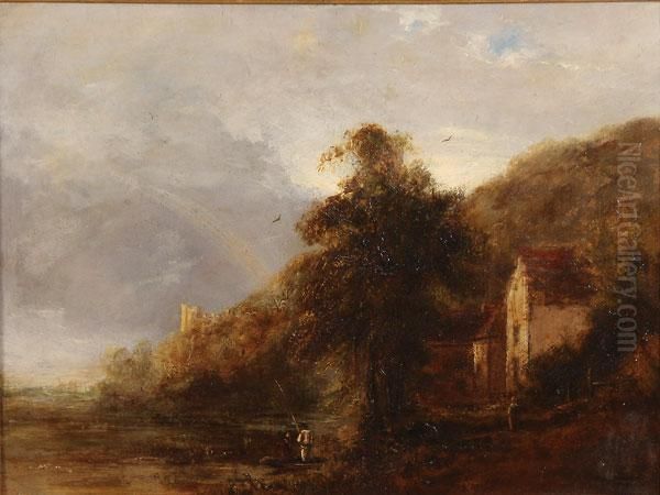 Landscape With Cottage Oil Painting by J.W. Handley