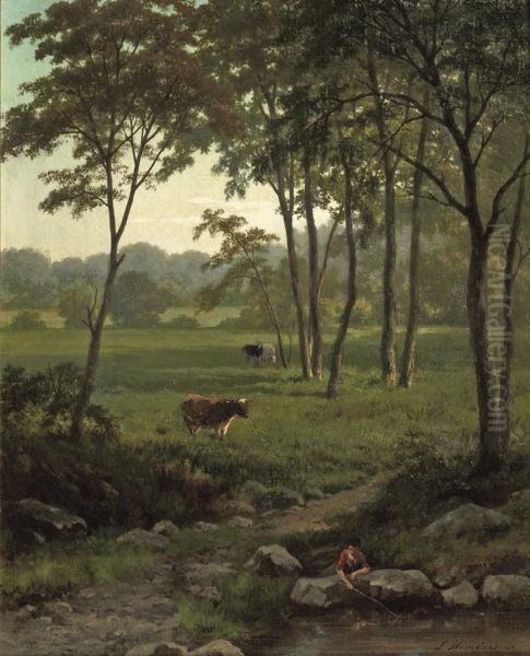 A Peaceful Meadow Oil Painting by Louwrens Hanedoes