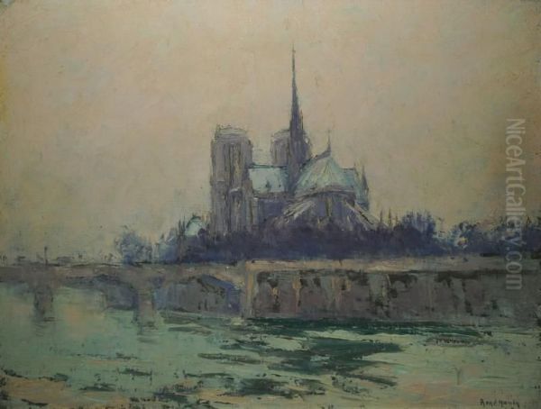 Notre-dame Oil Painting by Rene Hanin