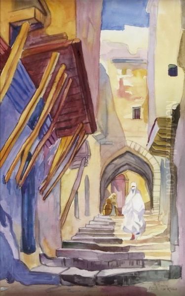 Alger Rue Kleber Oil Painting by Rene Hanin