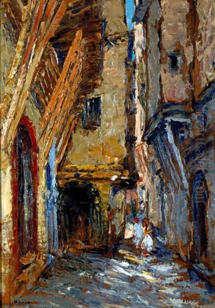 Alger, Rue Kleber Oil Painting by Rene Hanin