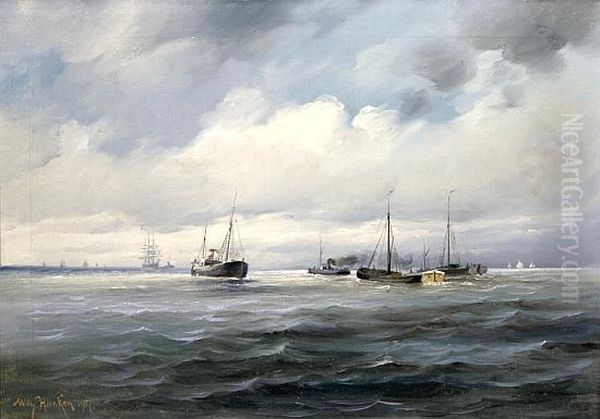 Auf Der Elbe Oil Painting by Wilhelm Hanken