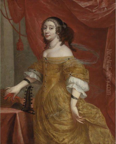 Full Length Portrait Of A Lady Oil Painting by Adriaen Hanneman