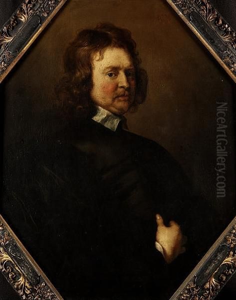 Portrait Of Edward Hyde, 1st Earl Of Clarendon (1609-1674), Half-length, In Black Costume With A White Lawn Collar Oil Painting by Adriaen Hanneman