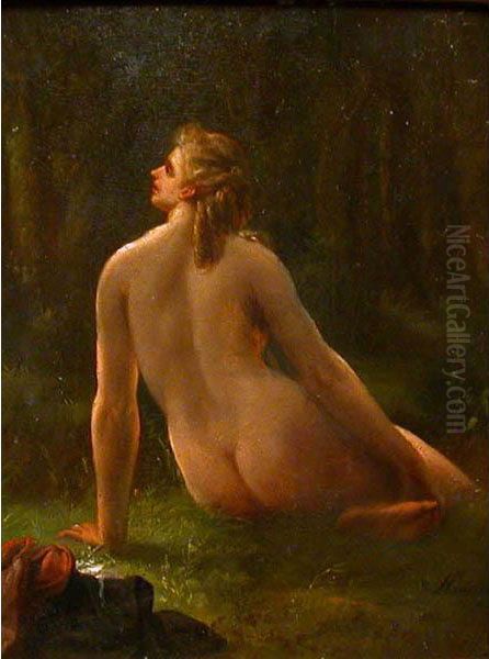 Donna Nuda Seduta Sul Prato Oil Painting by Henry Hanneton