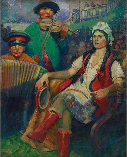 Gypsies Oil Painting by Henry Charles Hannig