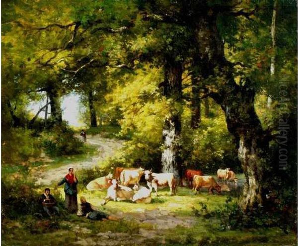 Scene Champetre Oil Painting by Hector Ch. Hanoteau